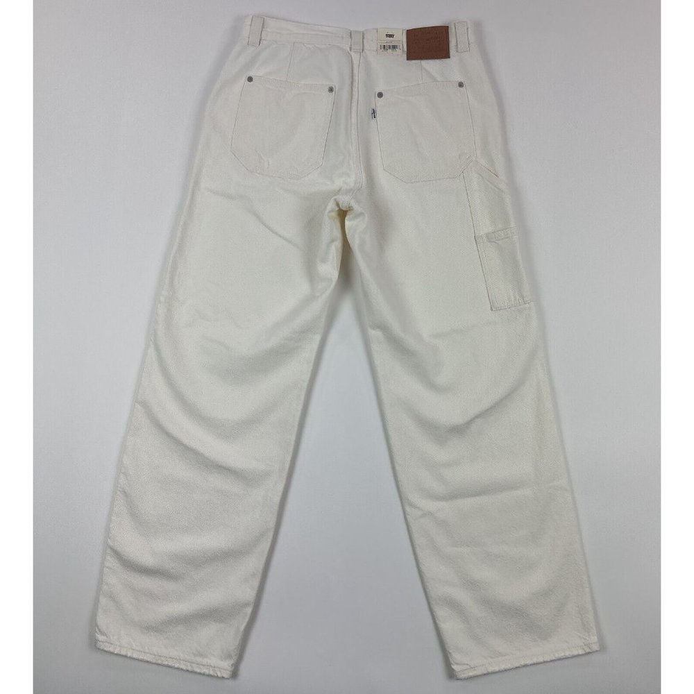 Levis Premium Dad Utility Womens 27x30 White Carpenter Jeans Loose Fit Mid Rise - Picture 10 of 12